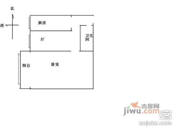 三里河一区1室1厅1卫80㎡户型图