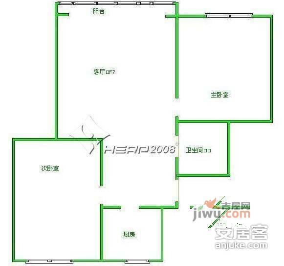 三里河一区2室1厅1卫76㎡户型图