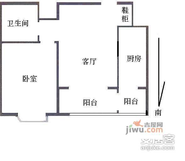 玺萌丽苑2室1厅1卫104㎡户型图