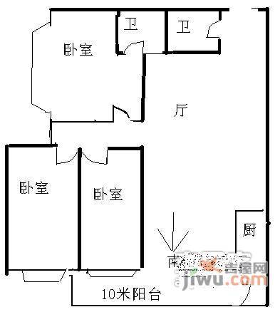 玺萌丽苑1室1厅1卫93㎡户型图