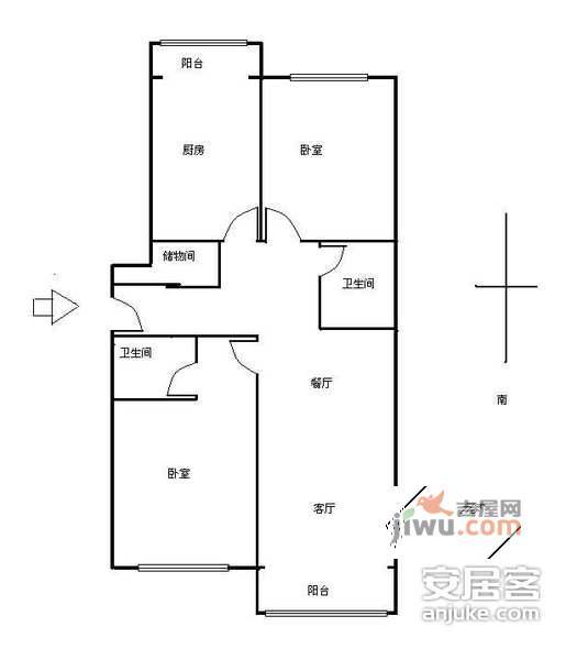 颐慧佳园2室2厅2卫420㎡户型图