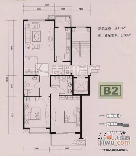 颐慧佳园2室2厅2卫420㎡户型图