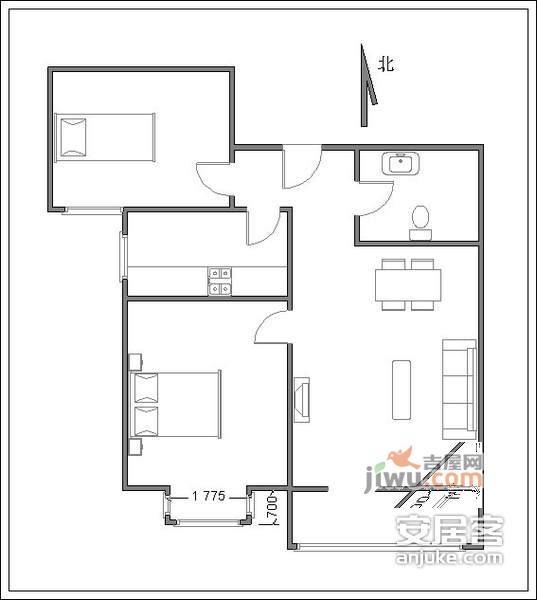 新裕家园2室1厅1卫94㎡户型图