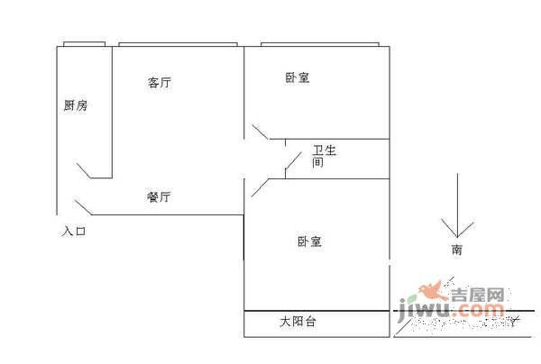 新裕家园2室2厅1卫103㎡户型图