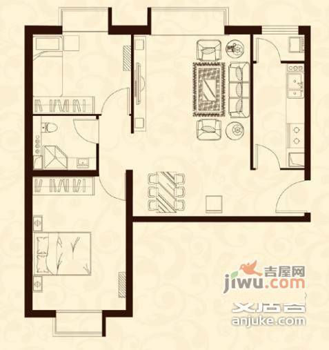 筑华年2室2厅1卫87㎡户型图