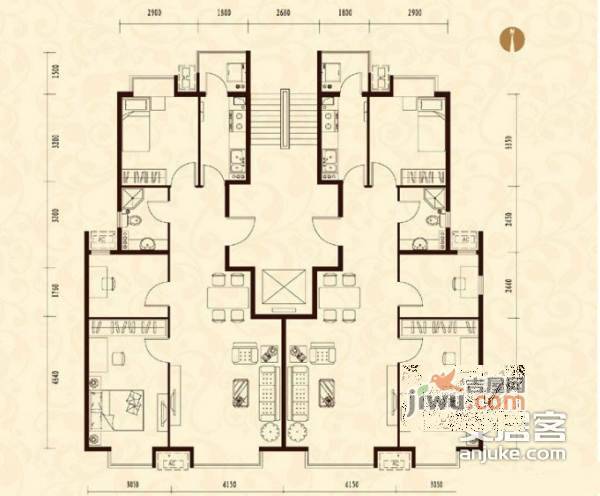 筑华年3室2厅1卫97㎡户型图