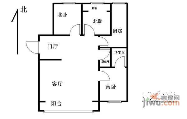 东兴第一社区3室1厅1卫125㎡户型图