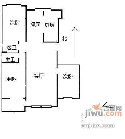 天秀花园古月园3室2厅2卫户型图