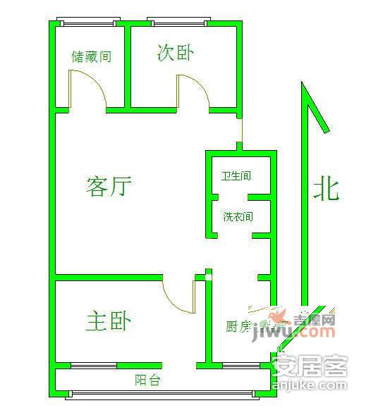 宏盛家园2室1厅1卫106㎡户型图