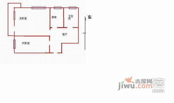 海淀南路2室1厅1卫114㎡户型图