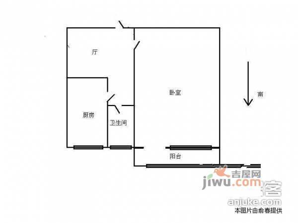 海淀南路1室1厅1卫58㎡户型图