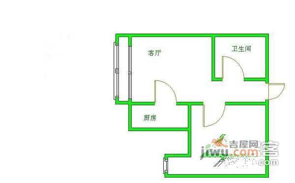 海淀南路1室1厅1卫58㎡户型图