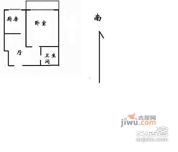 海淀南路1室1厅1卫58㎡户型图