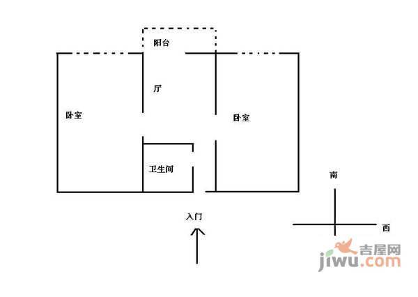 海淀南路2室1厅1卫114㎡户型图