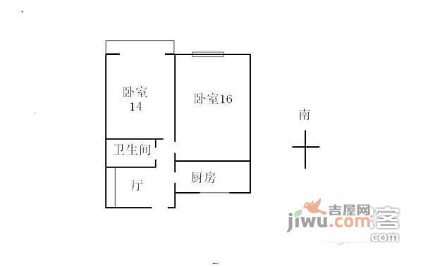 海淀南路2室1厅1卫114㎡户型图