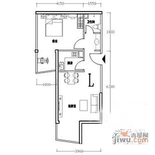 飘HOME2室1厅1卫96㎡户型图