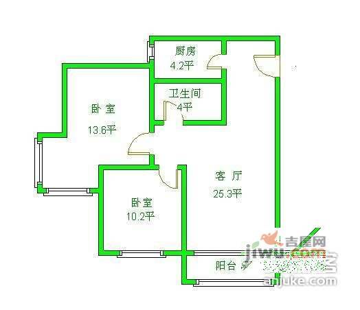 飘HOME2室1厅1卫96㎡户型图