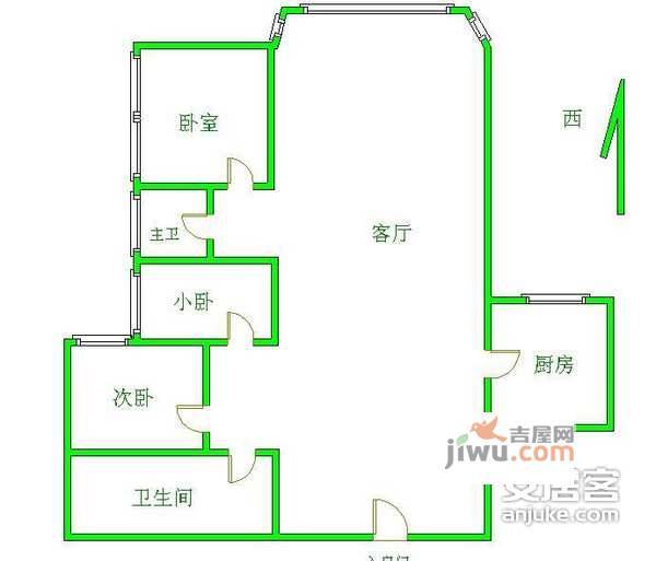 九台2000家园3室1厅1卫131㎡户型图