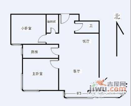 东恒时代2室1厅1卫户型图