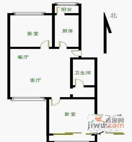 龙腾苑六区2室2厅1卫108㎡户型图