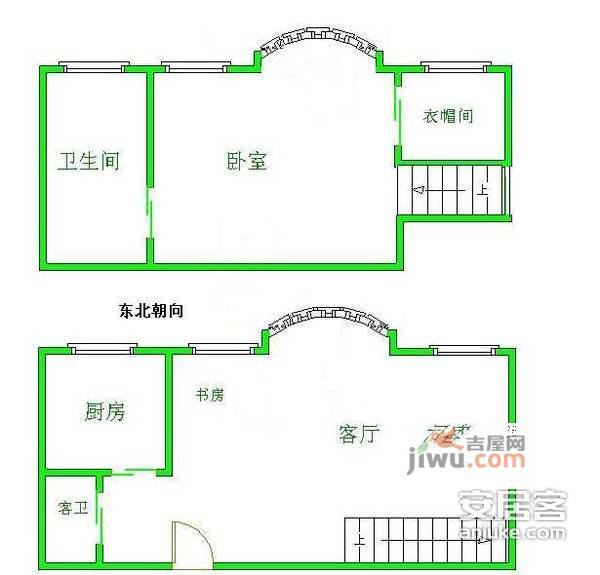 珠江绿洲家园1室1厅2卫户型图