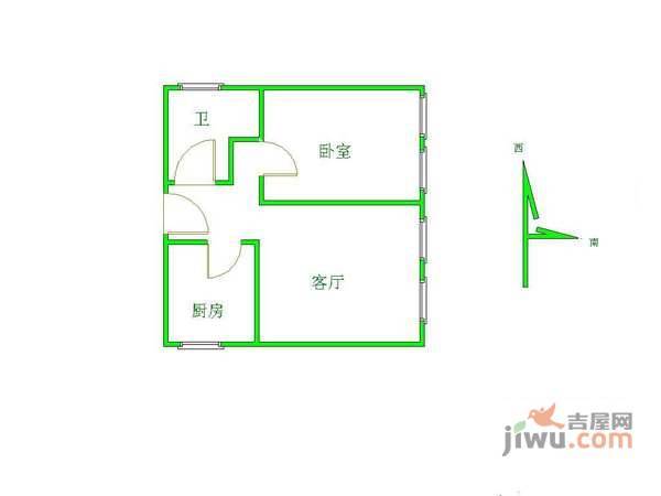 珠江绿洲家园1室1厅1卫62㎡户型图