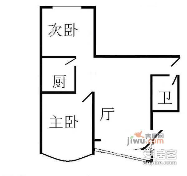 珠江绿洲家园2室1厅1卫户型图