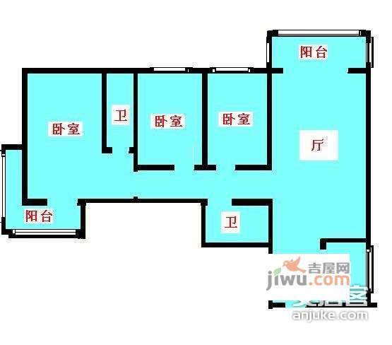 太月园3室1厅2卫152㎡户型图