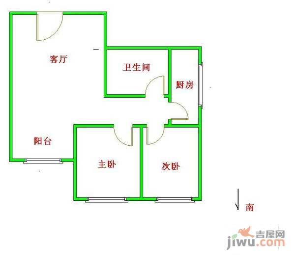 太月园2室1厅1卫98㎡户型图