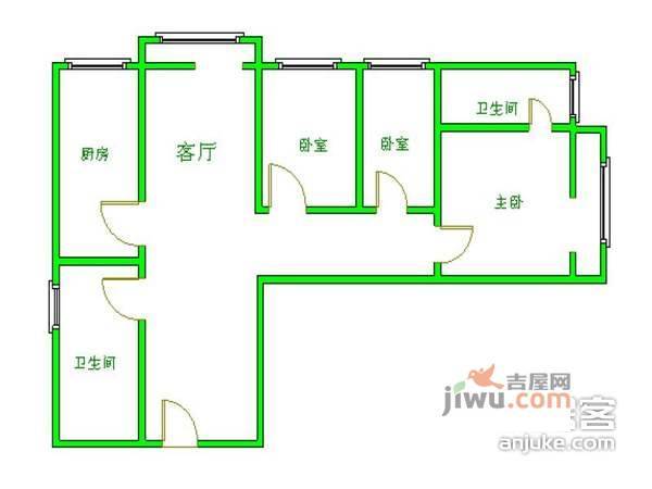 太月园3室2厅1卫130㎡户型图