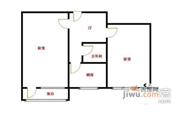 太月园2室1厅1卫98㎡户型图