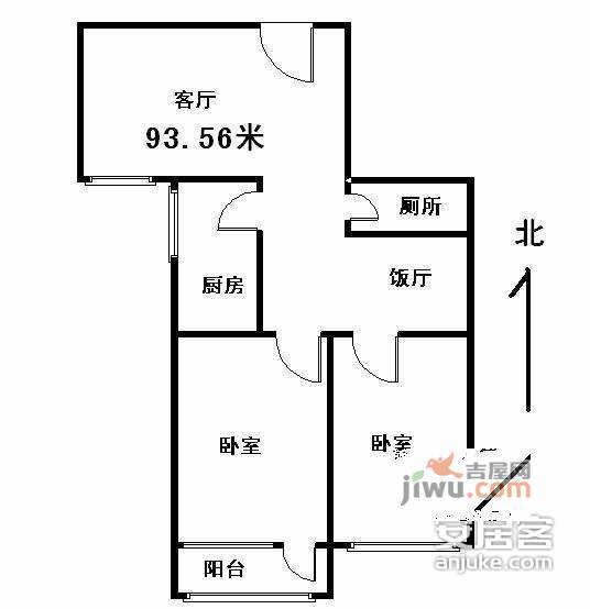 太月园3室1厅1卫152㎡户型图