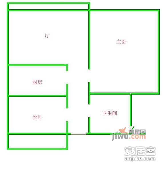 太月园2室1厅1卫98㎡户型图