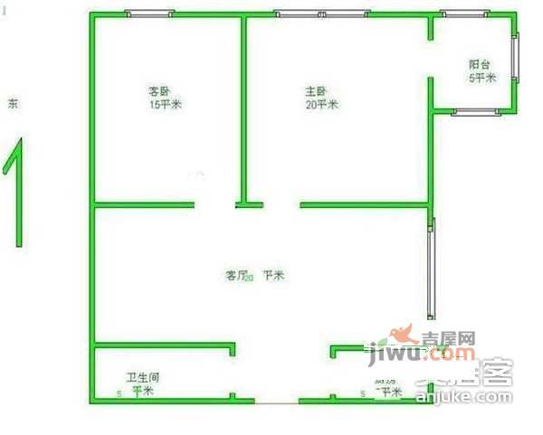 农光东里2室1厅1卫75㎡户型图