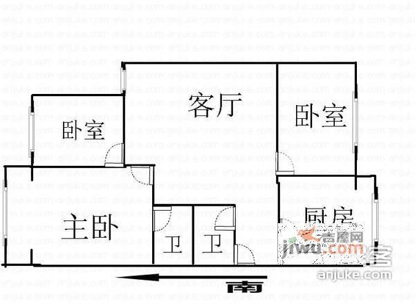 京科苑3室2厅2卫200㎡户型图