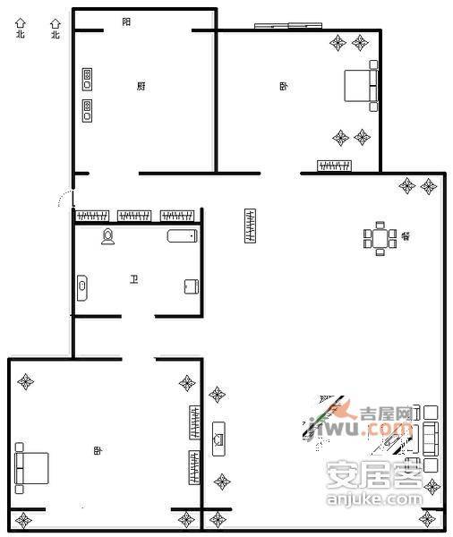 彩虹新城3室2厅1卫133㎡户型图