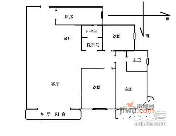 华澳中心公寓3室2厅2卫226㎡户型图