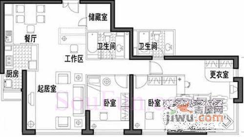 九龙花园3室2厅2卫202㎡户型图