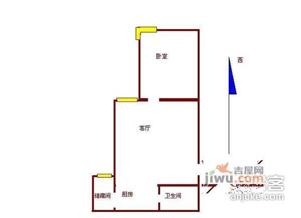 九龙花园1室1厅1卫84㎡户型图