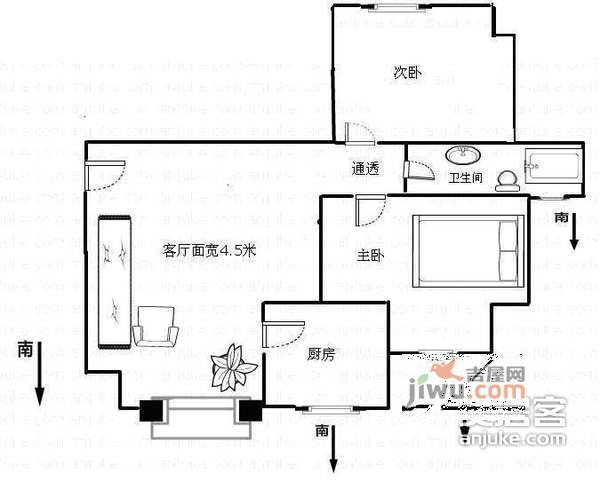 慧谷阳光2室2厅1卫109㎡户型图