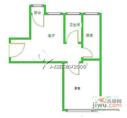 慧谷阳光1室1厅1卫80㎡户型图