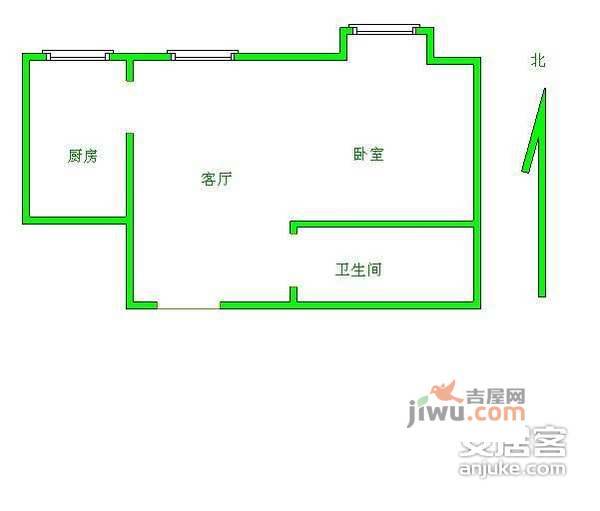 慧谷阳光1室0厅1卫54㎡户型图