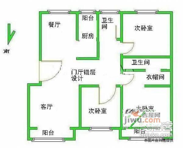 慧谷阳光3室2厅2卫161㎡户型图