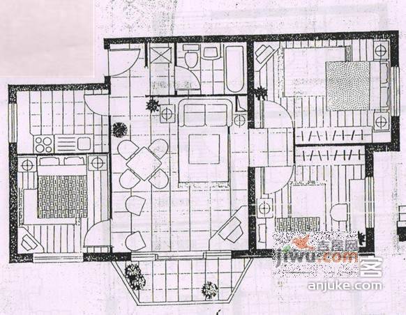 慧谷阳光2室1厅2卫89㎡户型图