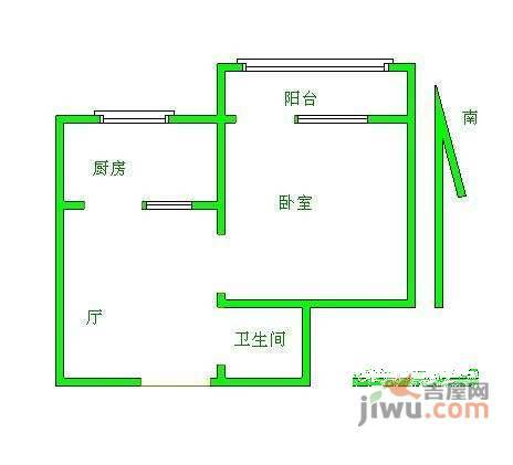 芳园里社区1室1厅1卫58㎡户型图