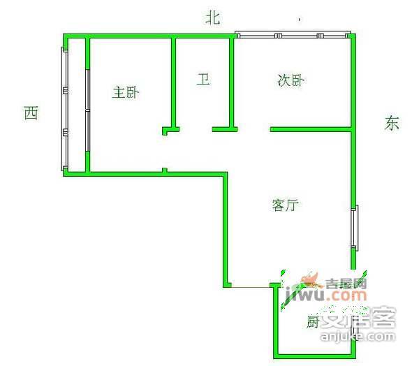 今日家园2室1厅1卫101㎡户型图