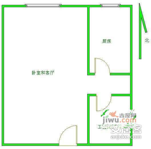 上元君庭1室0厅1卫60㎡户型图