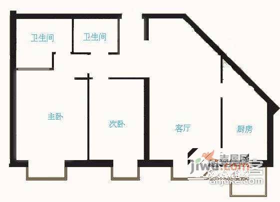 上元君庭2室2厅2卫115㎡户型图