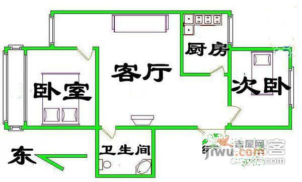 交东小区2室1厅1卫76㎡户型图