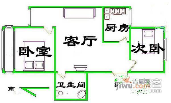 交东小区2室1厅1卫76㎡户型图